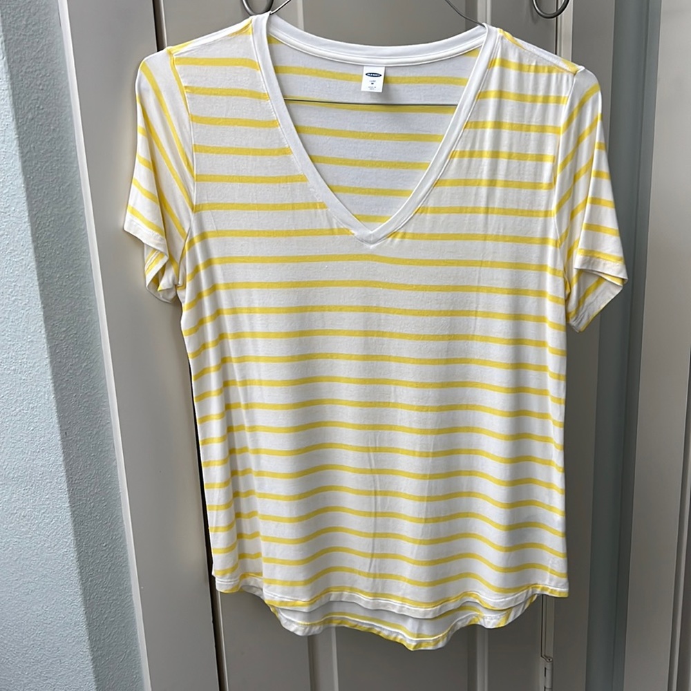 Yellow Striped V Neck